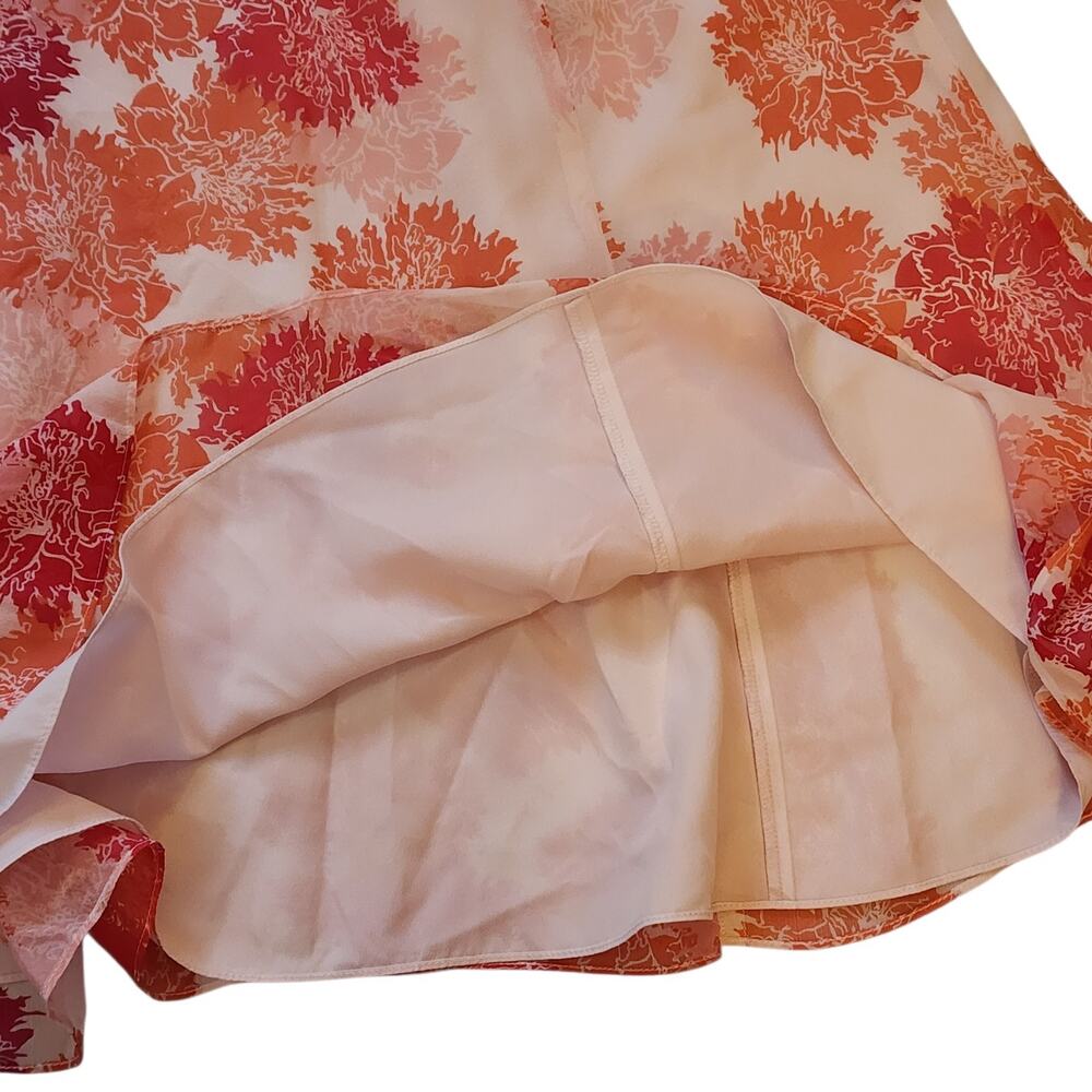 Ann Taylor Womens Silk Skirt Size 4 Pink Floral Knee Length Chiffon Lined - Picture 6 of 8